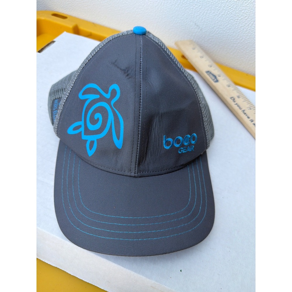 Boco Gear Kiawah Island Sea Turtle Technical Trucker Hat Grey Blue Snapback Cap